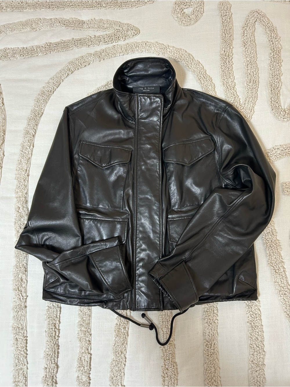 Rag & Bone Black Trail Cropped Leather Jacket